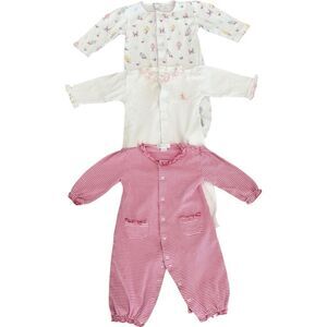Kissy Kissy Baby Girls Bundle of 3 Cotton One Pieces. 6-9 Months.